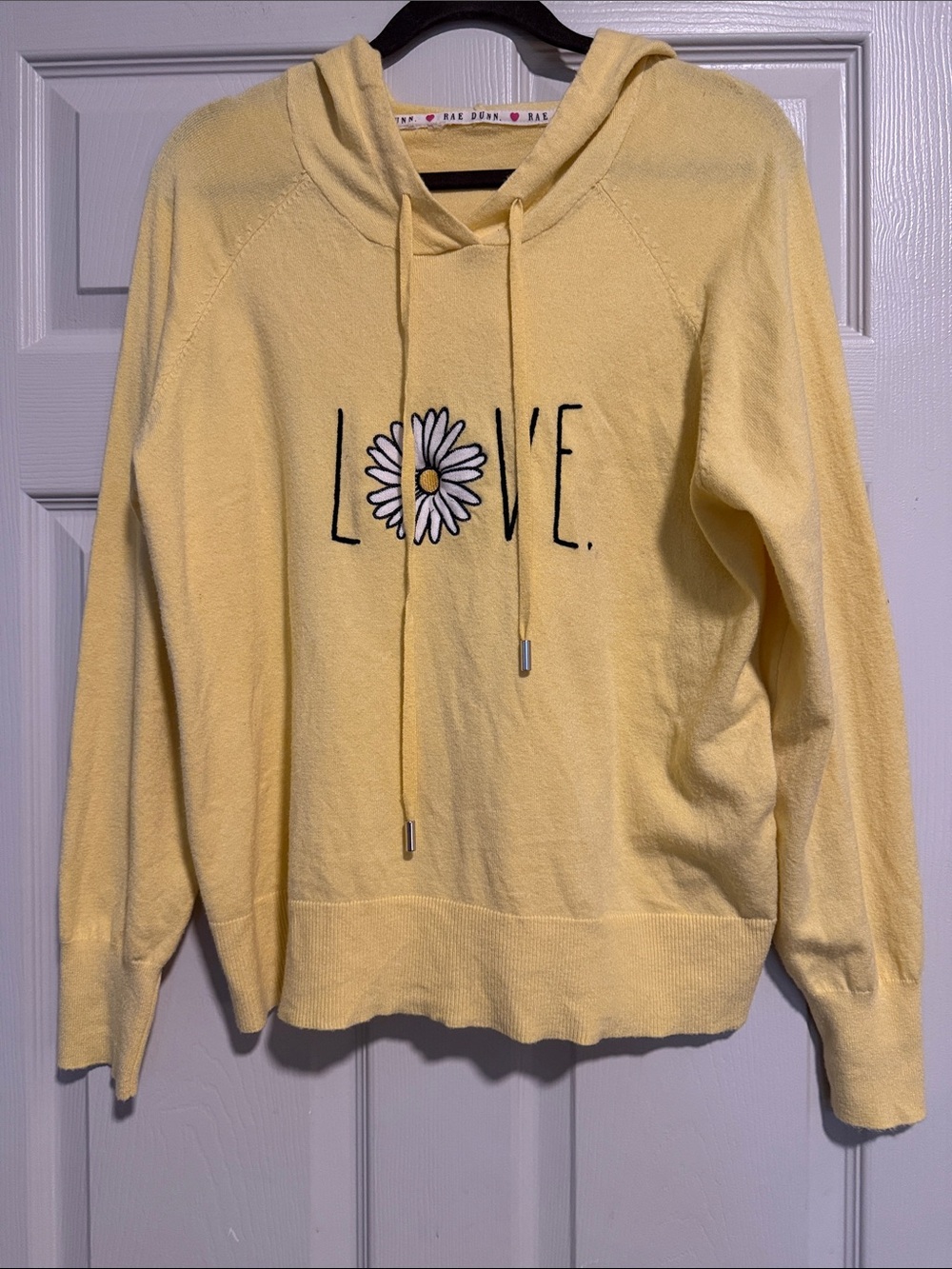 Rae Dunn Yellow LOVE Daisy Hooded Sweatshirt